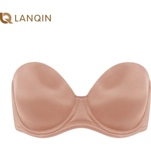 Womens Strapless Bra Plus Size Push Up Multiway Seamless Cup Underwire