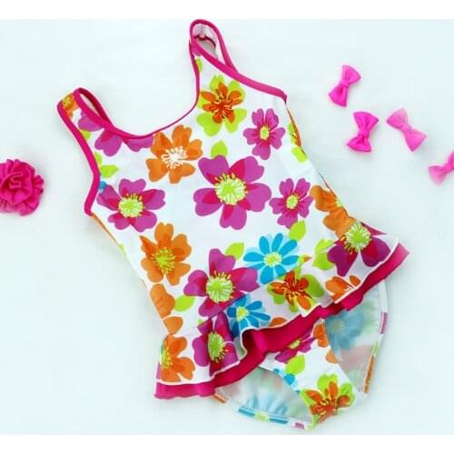 Baby Girls' One-piece Print Swim Suits Floral Hot Spring Bathing Suit Age 3-8 Childrens Bikini Swimwear In Summer