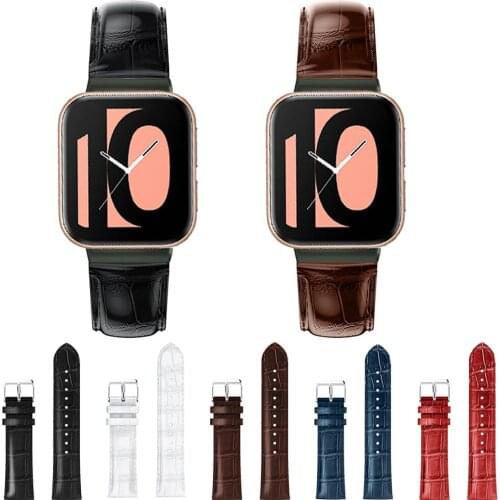 EiEuuk Genuine Leather Replacement Watchband Wrist Strap for Oppo Watch 41mm/46mm Sport Smartwatch Accessory
