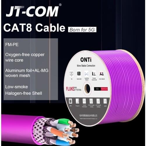 RJ45 CAT8 SHIELDED CABLE 40Gbps 2000MHz S/FTP 22AWG 4PR OXYGEN-FREE COPPER LSZH ANSI/TIA 568C.2-1& ISO/IEC TR 11801