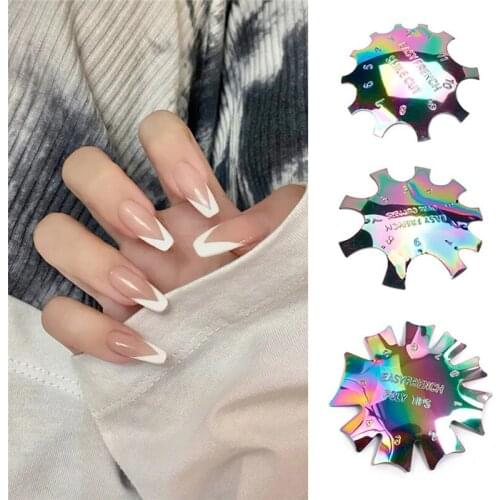Color-plated French Line Edge Nail Tool Smile Cutter Nail Stencil Edge Trimmer Multi-size Nail Manicure Nail Art Styling Tool