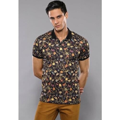 Polo Floral Patterned Brown T-Shirt