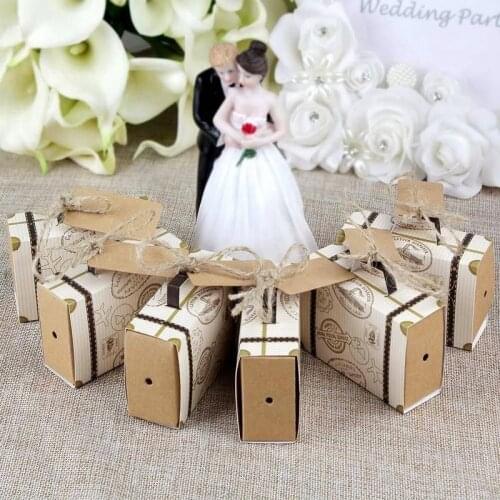 50 Set Kraft Paper Candy Box Travel Suitcase Drawer Design Wedding Party Favour Gift Candy Box