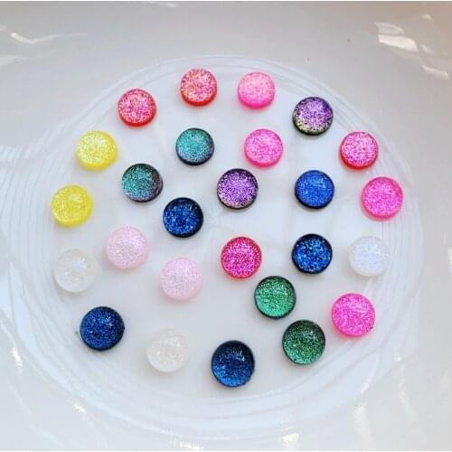 50 PCS interstellar effect Round Bling Shiny Resin Decoration Crafts Beads Flatback Scrapbook DIY Embellishments Accessorie