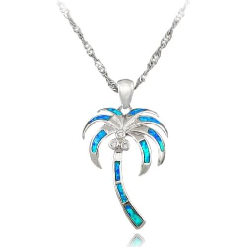 Hot Sale New Blue Green White Pink Brown Palm tree Coconut Tree Opal Pendants