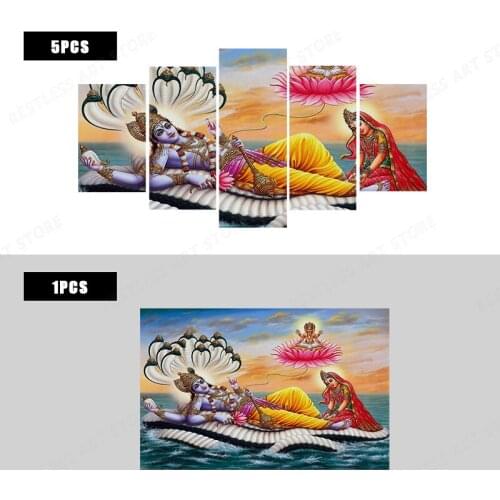 Lord vishnu on sea indian hindu god goddess living room home wall art decor Canvas poster