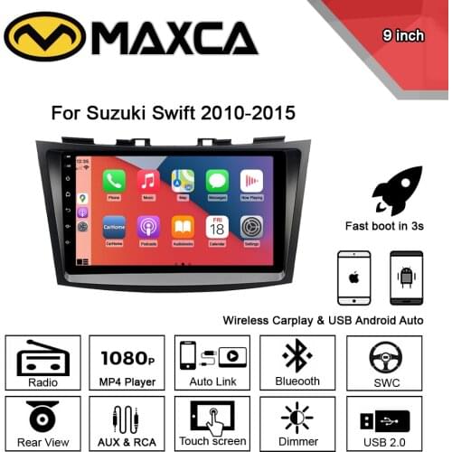 MAXCA 9 inch Wireless Carplay & Android auto radio For 2010 Suzuki Swift Multimedia Video Player