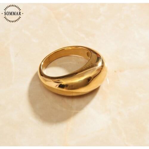 SOMMAR Fashion jewellery charms Gold Filled size 6 7 8 Goddess ring smooth big Arc curve summer jewelry