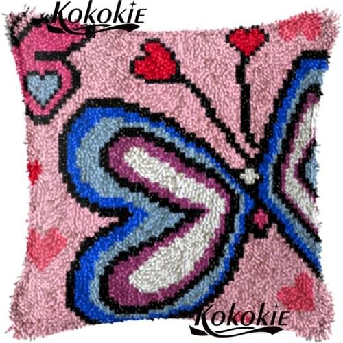 Latch hook rug kits cross stitch kits 3d carpet embroidery needlework sets Handmade Pillowcase butterfly cushion 3d mat sets
