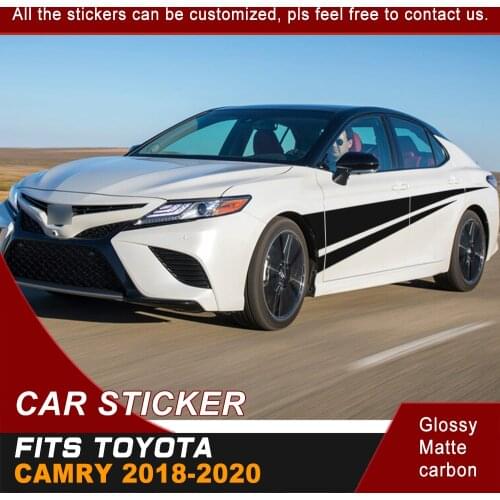 Car Stickers Side Body Stripe Racing Sport Graphics Vinyl Car Decoration Decals Custom Fit For TOYOTA CAMRY 2018 2019 2020