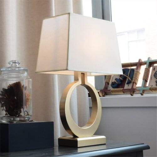 American bronze ring cloth table lamps bedroom modern study bedside Nordic deco art wedding room luxury table lights fixtures