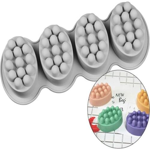 4-hole Oval Massage Soap Silicone Mold Practical Handmade Soap Tool DIY Handmade Soap Mold Homemade Massage Soap Portable