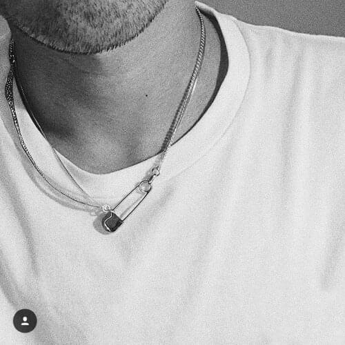 Hiphop Men Necklace Metal Big Pins Chokers Necklaces for Women/Men Punk Jewelry 2020 Multi Chains necklace Pin Pendant