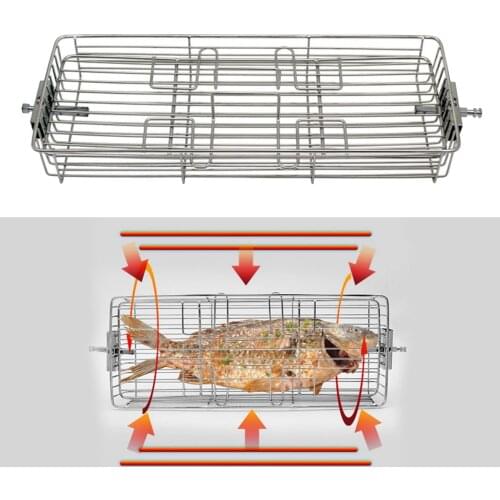 Stainless Steel Grill Roaster BBQ Rotisserie Ovenware Skewers Oven Cage Steak Shrimp Meat Vegetable Shelf Basket Baking Tools
