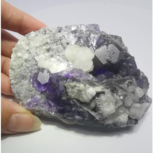289.gNatural Tanzanian blue fluorite and crystal symbiotic mineral specimen healing energy QUARTZ GEM home decoration