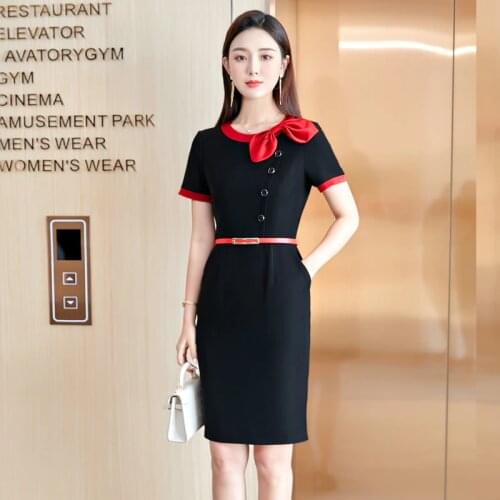 Plus Size 5XL Elegant Patchwork Summer Short Sleeve Dresses Slim Hips Dress for Women OL Styles Business Work Wear with Belt