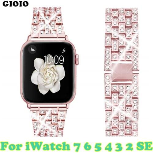 Stainless steel Strap For Apple watch 6 band 44mm 40mm iwatch serice 5 4 3 women diamond band for apple watch strap 38mm 42mm 2
