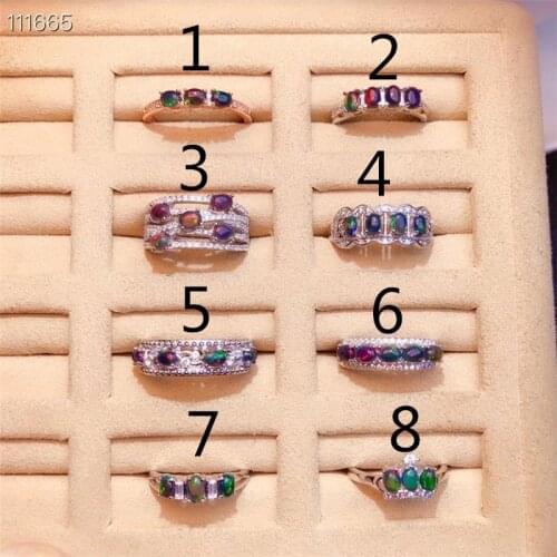 Luxury Atmosphere Hot Selling Style Natural Black Opal Ring 925 Silver Ring Noble and Elegant