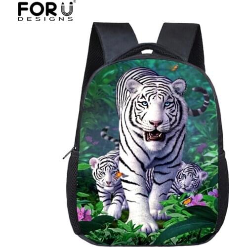FORUDESIGNS Jungle Tiger Head School Bookbags for Little Kids Cool Baby Boys Backpacks Small Children Student School Bags