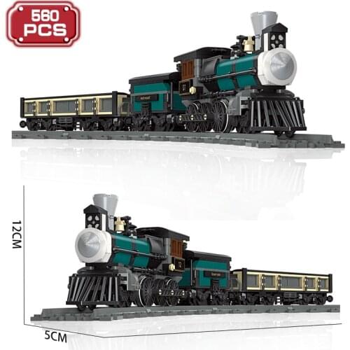 Technical 560pcs Creative Kit Building Blocks Expert Green Locomotive Steam Train Brick Diy Toys For Children Adults 18 Gifts