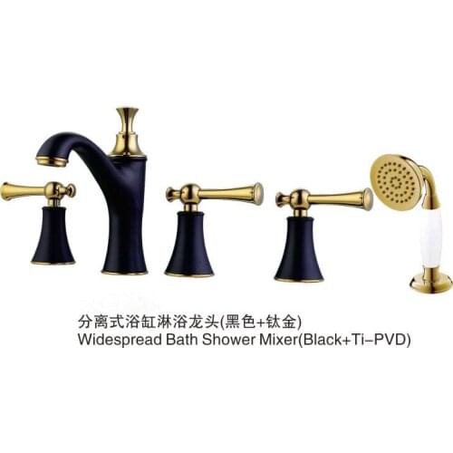 European Black Gold + Titanium Golden Sit Type Bathtub Shower Five Paper Set Water Tap Guangdong Take Wave In Bathroom Nl-2458