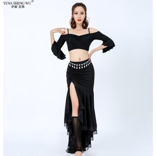 Womens Belly Dance Set Costume 2pcs Set Top Skirt Belly Dancing Clothes Sexy Fashion Girl Bellydance Top Darnival New