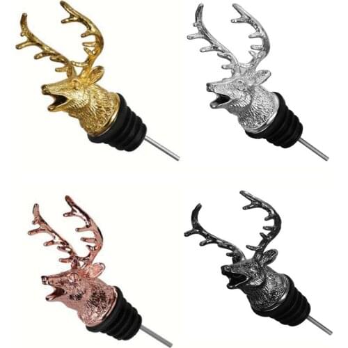 1Pcs Wine Pourer Zinc Alloy Deer Elk Head Wine Stopper Drinks Bar Tools Night Club Bar Accessories Christmas Xmas Decor