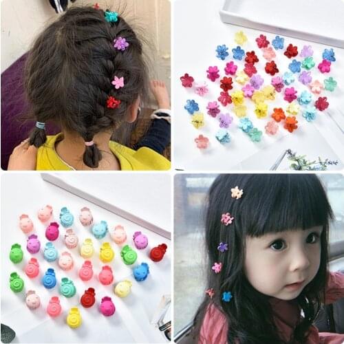 20-50 Pcs Baby Girls Small Hair Claw Cute Candy Color Flower Blossoms Jaw Clip Children Hairpin Hair Accessories New Fashion