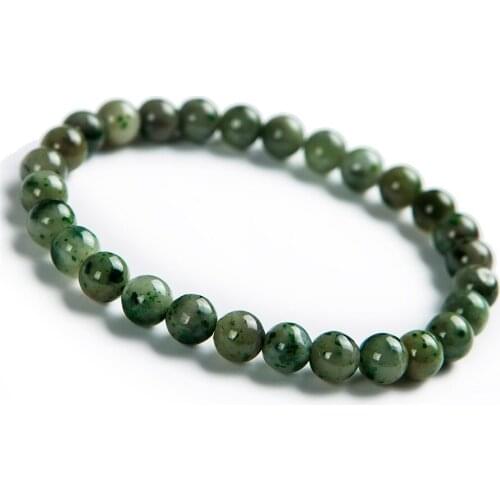 2018 Newly Genuine Green Natural Dushan Bracelets For Women Femme Charm Stretch Stone Crystal Round Beads Bracelet 6.5mm