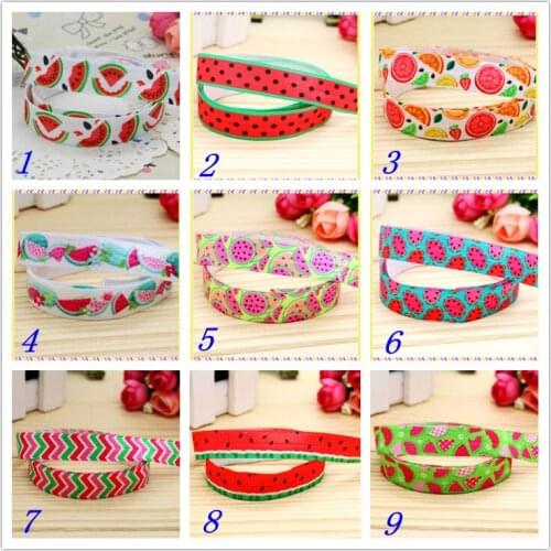 5/8'' Free shipping Fold Elastic FOE watermelon summer printed headband headwear hairband diy decoration wholesale OEM S118