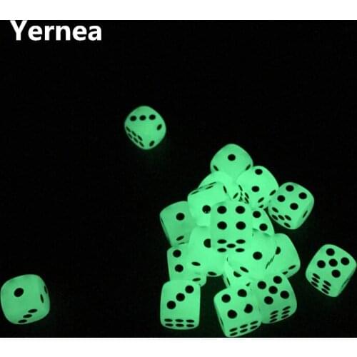 6Pcs/Lot 14mm Luminous Dice Rounded Corners Black Spots Dice Nightclub Bars KTV Boutique Entertainment Glowing Dice Set