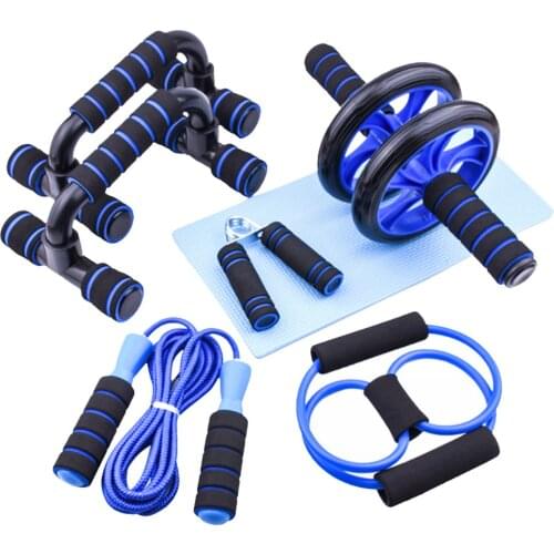 7-in-1 AB Wheel Roller Kit Workout Tools Abdominal Press Wheel With Push-UP Bar Jump Rope And Knee Pad Summer Fitness Equipment