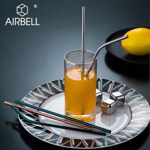 AIRBELL metal straw reusable bar accessories bubble tea drinking boba Stainless steel milkshake cocktail drinkware bulbs tools