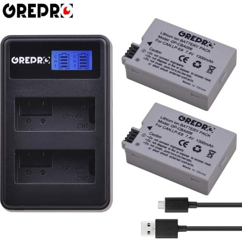 2Pcs 1300mAh LP-E8 LP E8 LPE8 Battery + LCD Dual USB Charger for Canon EOS 550D 600D 650D 700D Rebel T2i T3i T4i T5i