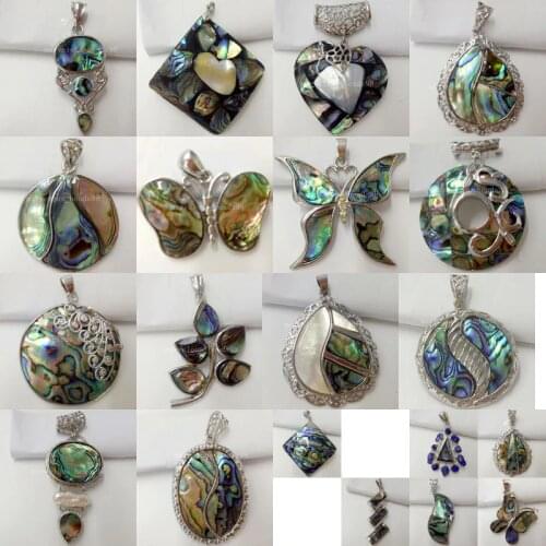 Free Shipping Beautiful jewelry New Zealand Ablone Shell Butterfly Round Drop Art Women men Pendand Bead 1Pcs WB497