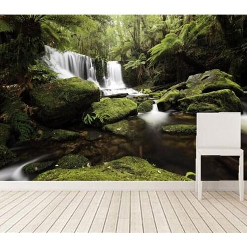 Custom large murals,Waterfalls Forests Stones Moss Nature wallpaper,hotel living room sofa TV wall bedroom papel de parede