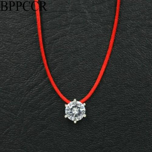 BPPCCR Red Rope Strings Crystal Lucky Necklace Zircon AAA Sparkling Collar Clavicle Chain Necklace Chokers Women Bijoux Gifts