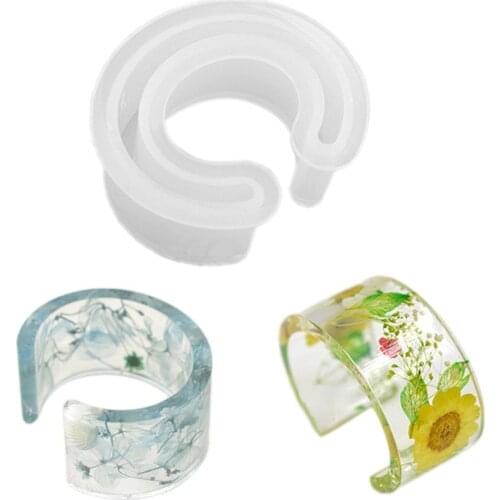 C-Shaped Bracelet Mold Flower Bracelet Handmade Full Transparent Silicone Half-Opening Bracelet Mold Epoxy Mould