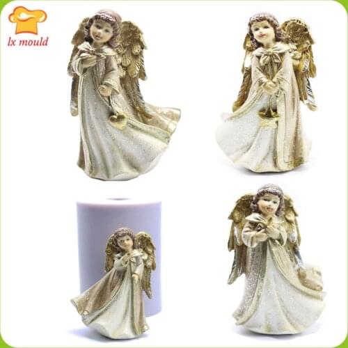 2021 New Christmas Angel Silicone Mold Gypsum Candle Soap Sculpture Mould Love Girl