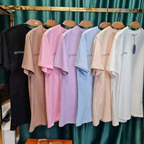 Letter Print Tshirt Streetwear Summer Oversize T Shirt Men Short Sleeve Top Female Tee 100% Cotton Soild Tshirts