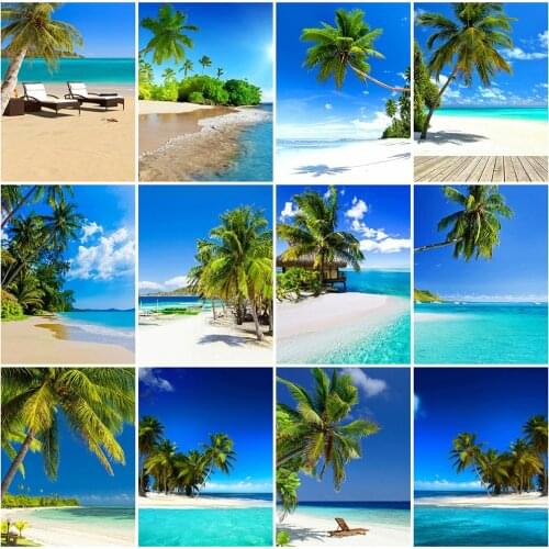 Huacan 5d Diy Diamond Painting Summer Mosaic Beach Landscape Home Decor Embroidery Scenery Diamond Art