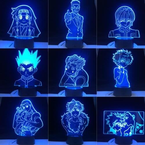 Hunter X CHROLLO LUCILFER KAWAII HISOKA LEORIO PARADI ALLUKA ZOLDYCK ILLUMI ZOLDYCK Gift HXH Illumi Zoldyck KILLUA ZOLDY 3d Lamp