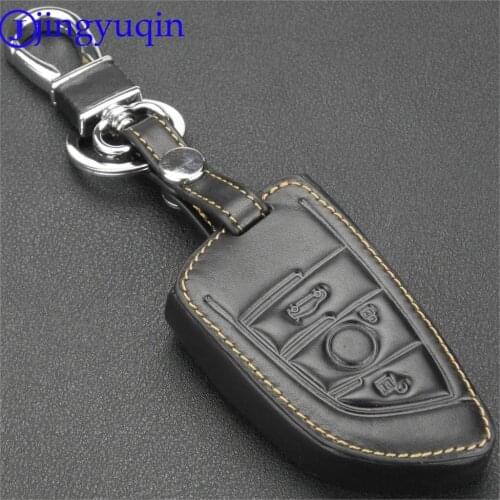 Jingyuqin 3 button remote control car key leather bag for BMW F30 F20 X1 X3 X5 X6 X7 F20 E34 E90 E60 E36 bracket smart key