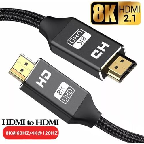4K 8K HDMI-compatible cable UHD HDR 48Gbps HDMI 2.1 Cable 60Hz 120Hz HDMI Splitter Digital Cord for Xiaomi PS5 PS4 Laptops 1M 2M