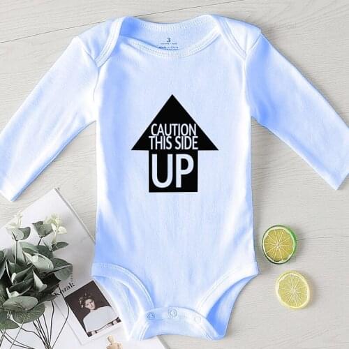 Jumpsuit for Boys Baby Girl Winter Clothes Newborn Boy Fall Costume Children Jumpsuits Summer Clothing Caution This Side Up