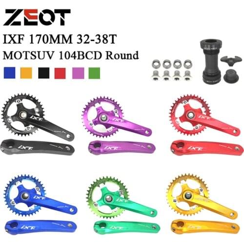 IXF Mountain Bike Square Hole Crank 170mm + 104BCD Round Chainring 32/34/36/38T + BB Bottom Bracket MTB Bicycle Square Crank