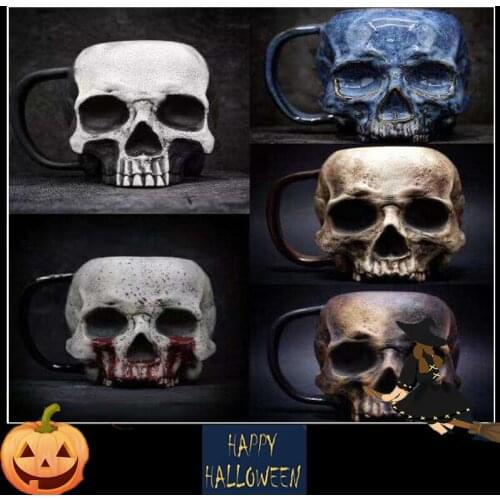 Halloween Skull Mug Cup Steel 480ml Coffee Mug Water Cup For Halloween Home Bar Club Beer Whiskey Horror Home Decoration