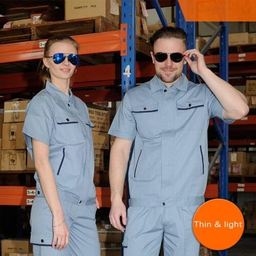 Summer Working Coveralls 100% Cotton Soft Breathable Men Women Worker Uniforms Wear-resistant Auto Repairmen Work Clothing Set
