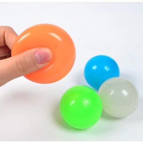 Luminescent Stiky Balls Throw at Ceiling Stick Wall Ball Sticky Target Squash Ball Balls Kids Sucker Ball Toy Squash Balls