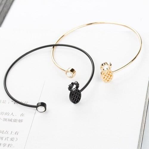 Cute and Lovely Gold Plating Wrist Bracelet Pinapple Charm Bangle for Girl Gifts Match KPOP Romantic Style